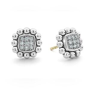 Lagos Caviar Square Diamond Stud Earrings
